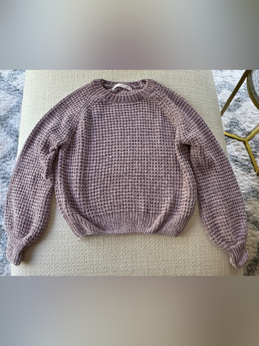 Altar'd State Waffle-Knit Crewneck Sweater - Dusty Mauve